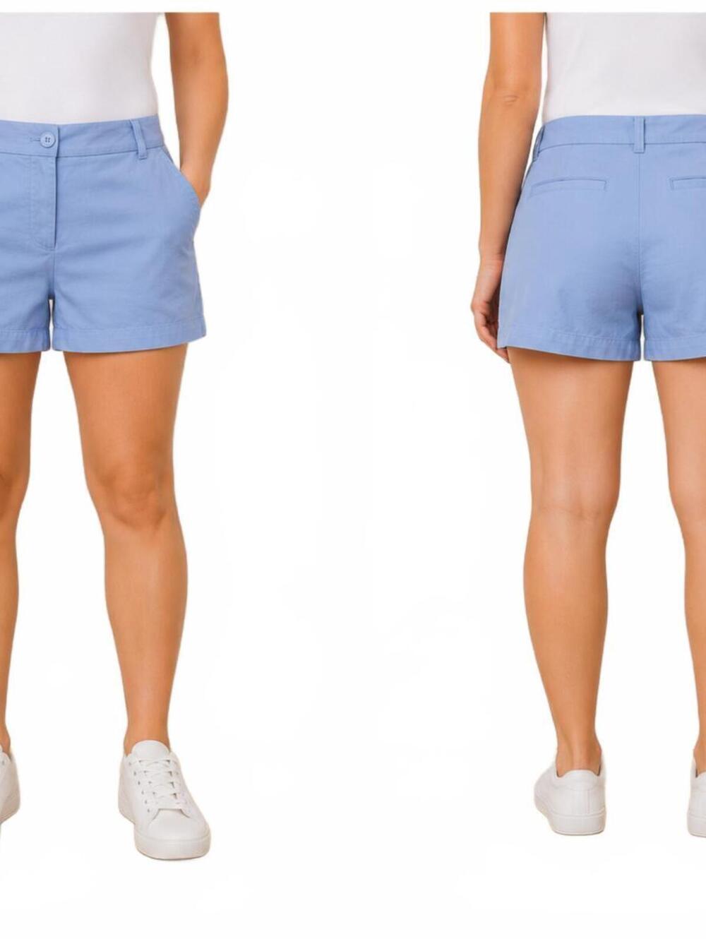 Crown & Ivy Petite Style Caroline Light Blue Short Pockets Flat Front Classic